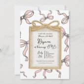 Gold Bow Lijst Pink Ribbon Bow 1st Birthday Kaart (Voorkant)