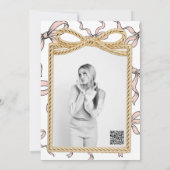 Gold Bow Lijst Pink Ribbon Bow Sweet 16 Foto Kaart (Achterkant)