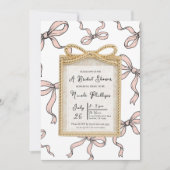 Gold Bow Lijst Pink Ribbon Bow Vrijgezellenfeest Kaart (Voorkant)