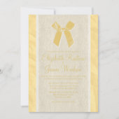 Gold  Bow & Linen Wedding Invitations Kaart (Voorkant)