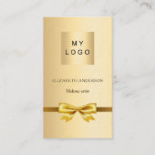 Gold bow logo Qr code social media premium Visitekaartje (Voorkant)