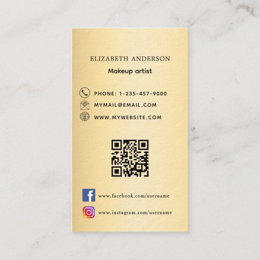 Gold bow logo Qr code social media premium Visitekaartje (Achterkant)