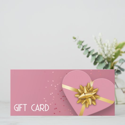 Gold Bow Lovely roze Heart Cadebox Cadeaubon (Staand voorkant)