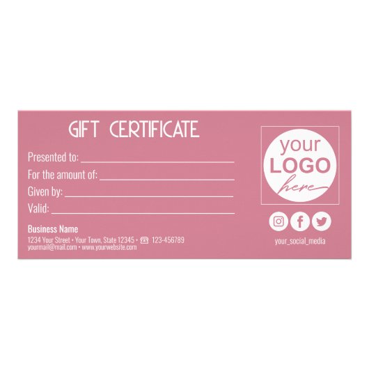 Gold Bow Lovely roze Heart Cadebox Cadeaubon Reclamekaart (Achterkant)