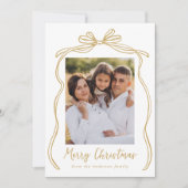  Gold Bow Merry Christmas 2 Foto Feestdagenkaart (Voorkant)