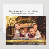 Gold Bow met gouden lintje kerstfoto Feestdagenkaart (Voorkant / Achterkant)