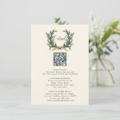 Gold Bow & Pine Wreath Wedding Details Ivory Informatiekaartje (Staand voorkant)
