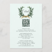Gold Bow & Pine Wreath Wedding Details Mint Informatiekaartje (Voorkant)