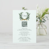 Gold Bow & Pine Wreath Wedding Details Mint Informatiekaartje (Staand voorkant)