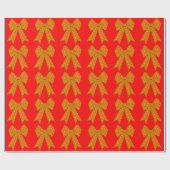 Gold Bow Red Wrapping Paper Cadeaupapier (Vlak)