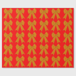 Gold Bow Red Wrapping Paper Cadeaupapier