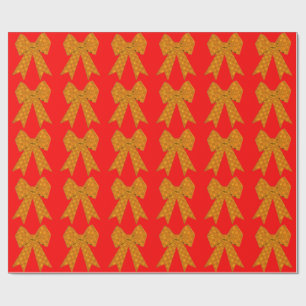Gold Bow Red Wrapping Paper Cadeaupapier