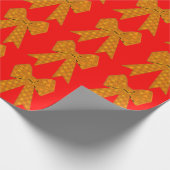 Gold Bow Red Wrapping Paper Cadeaupapier (Hoek)