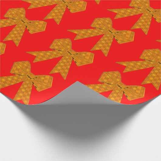 Gold Bow Red Wrapping Paper Cadeaupapier (Hoek)