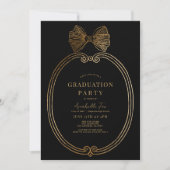  Gold Bow Ribbon Black Graduation Party Kaart (Voorkant)