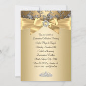  Gold Bow & Silver Roos Foto Quinceanera Kaart (Achterkant)