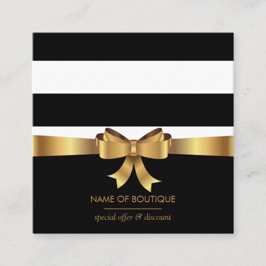 Gold Bow Square | Korting op Boutique Vierkante Visitekaartje (Voorkant)