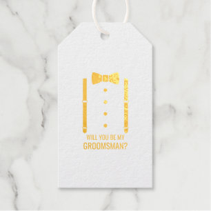 Gold Bow Stropdas Gepersonaliseerde Groomsman Voor Cadeaulabels