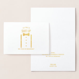 Gold Bow Stropdas Gepersonaliseerde Groomsman Voor Folie Kaarten