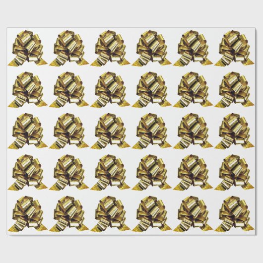 Gold Bow White Wrapping Paper Cadeaupapier (Vlak)