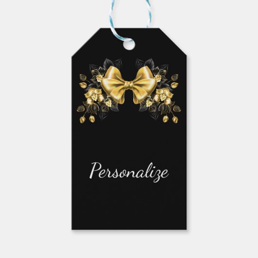 Gold bow with orchids cadeaulabel (Voorkant)