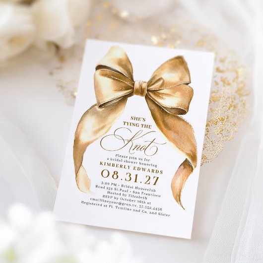Gold Bow Ze bindt het knoop Vrijgezellenfeest Kaart