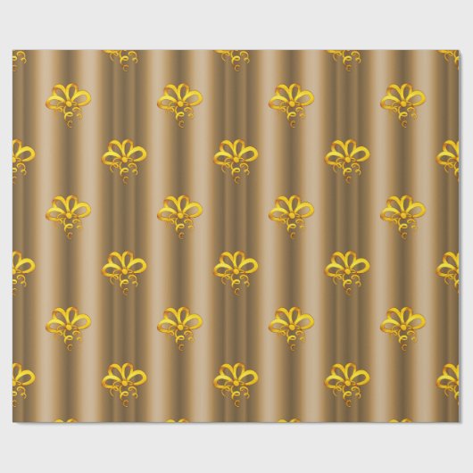 Gold Bows in Bronze Kerstmis Cadeaupapier (Vlak)