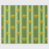 Gold Bows met groene kerst Cadeaupapier (Vlak)