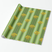 Gold Bows met groene kerst Cadeaupapier (Uitgerold)