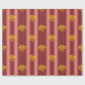 Gold Bows met Rode Kerstmis Cadeaupapier (Vlak)