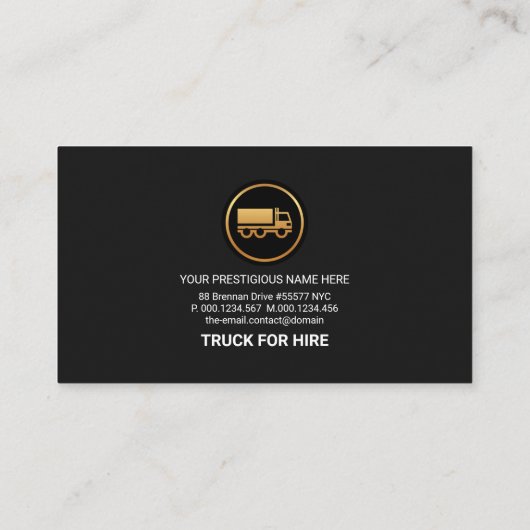 Gold Box Lijst Gold Truck Logistics Driver Visitekaartje (Achterkant)