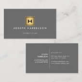 GOLD BOX LOGO met UW INITIAAL/MONOGRAM op grijs Visitekaartje (Voorkant / Achterkant)