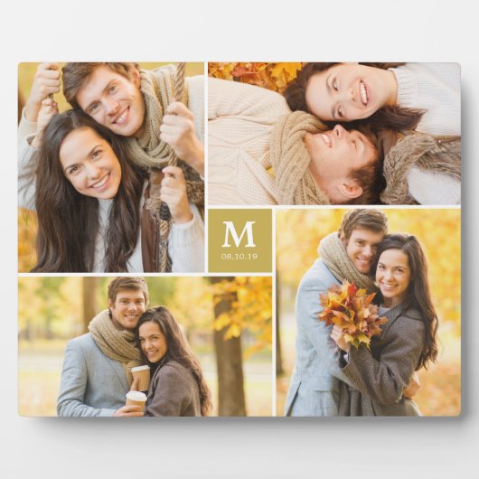 Gold Box Timeless Monogram Weduwfoto Easel Fotoplaat (Voorkant)