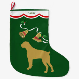 Gold Boxer Dog Holiday Bells Grote Kerstsok