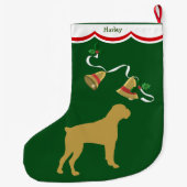 Gold Boxer Dog Holiday Bells Grote Kerstsok (Achterkant)