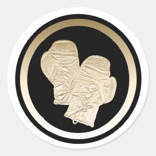 GOLD BOXING GLOVES RONDE STICKER (Voorkant)