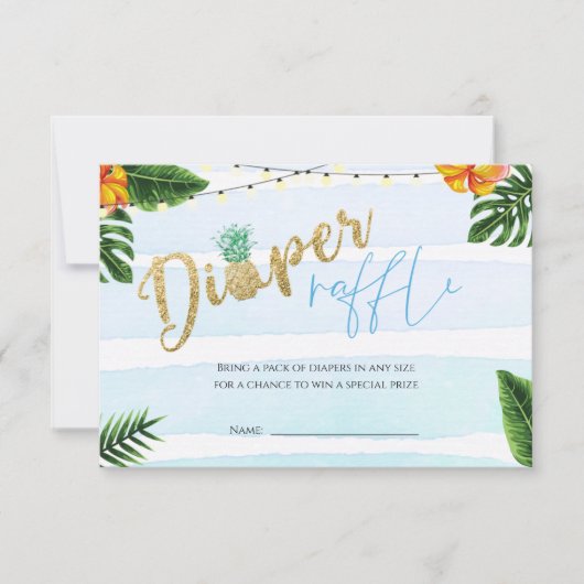 Gold Boy Aloha Baby shower Diaper Raffle Kaart (Voorkant)