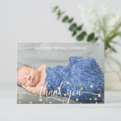 Gold BOY Baby shower DANK JE | FOTO + TEKST Bedankkaart (Staand voorkant)