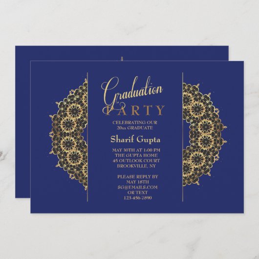 Gold Bracket Afstuderen Invitation Kaart (Voorkant / Achterkant)