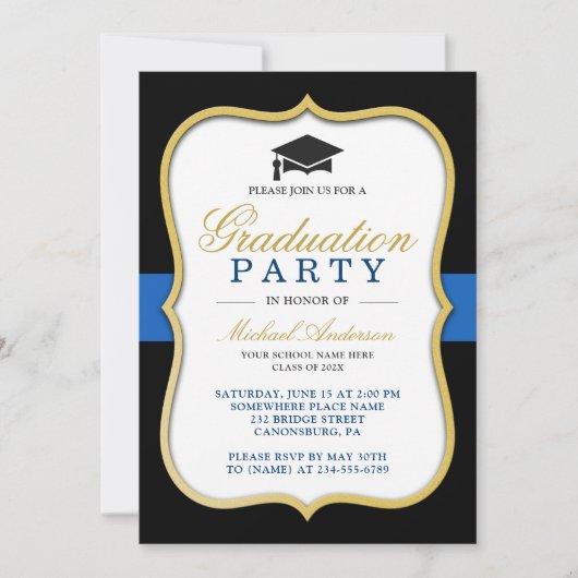 Gold Bracket Lijst Modern Graduation Party Kaart (Voorkant)