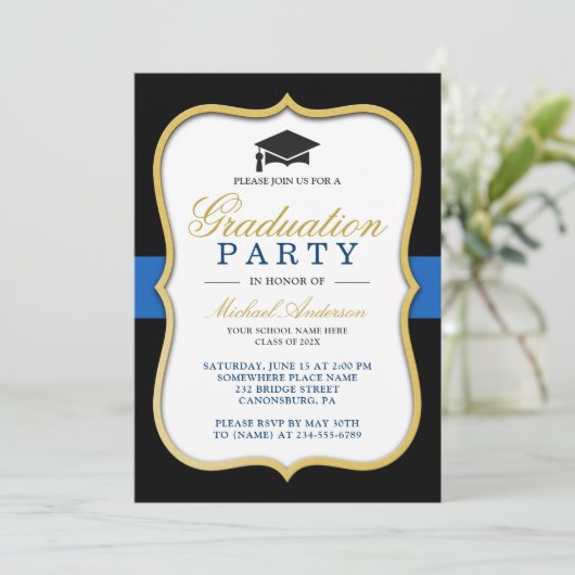 Gold Bracket Lijst Modern Graduation Party Kaart (Staand voorkant)