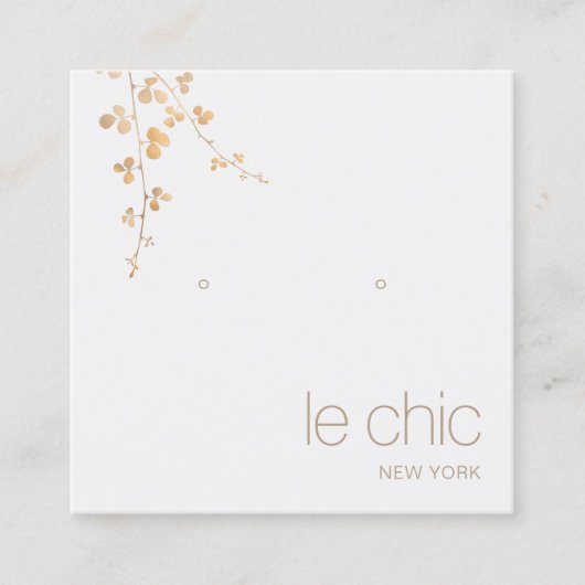 Gold Branch Handmade Square Earring Display Holder Vierkante Visitekaartje (Voorkant)