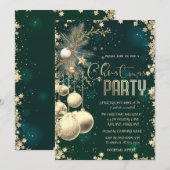 Gold Branches Balls Stars Green Company Christmas  Kaart (Voorkant / Achterkant)