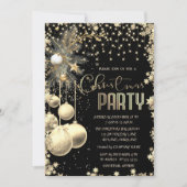 Gold Branches Balls Stars Zwart Bedrijf Kerstmis Kaart (Voorkant)