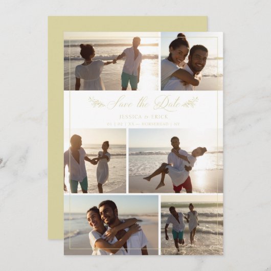 Gold Branches Chic Collage 6 Photos Wedding (Voorkant / Achterkant)