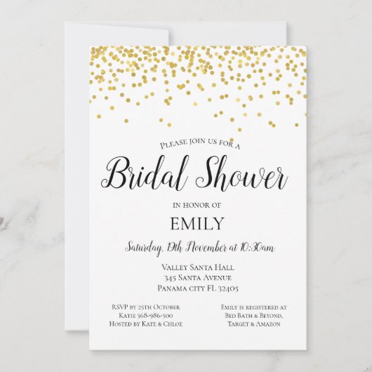 Gold Bridal Shower-uitnodiging - Gold Baby shower Kaart (Voorkant)