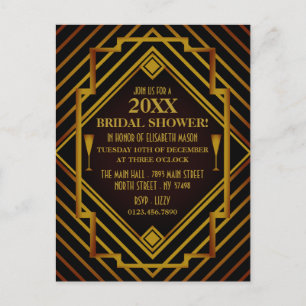 Gold Bridal Shower-uitnodiging Uitnodiging Briefkaart