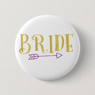 GOLD BRIDE-TRIBE MET PAARSE ARROW RONDE BUTTON 5,7 CM