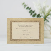 Gold Brocade Damask Floral Formal Elegant RSVP (Staand voorkant)