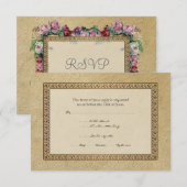 Gold Brocade Damask Floral Formal Elegant RSVP (Voorkant / Achterkant)